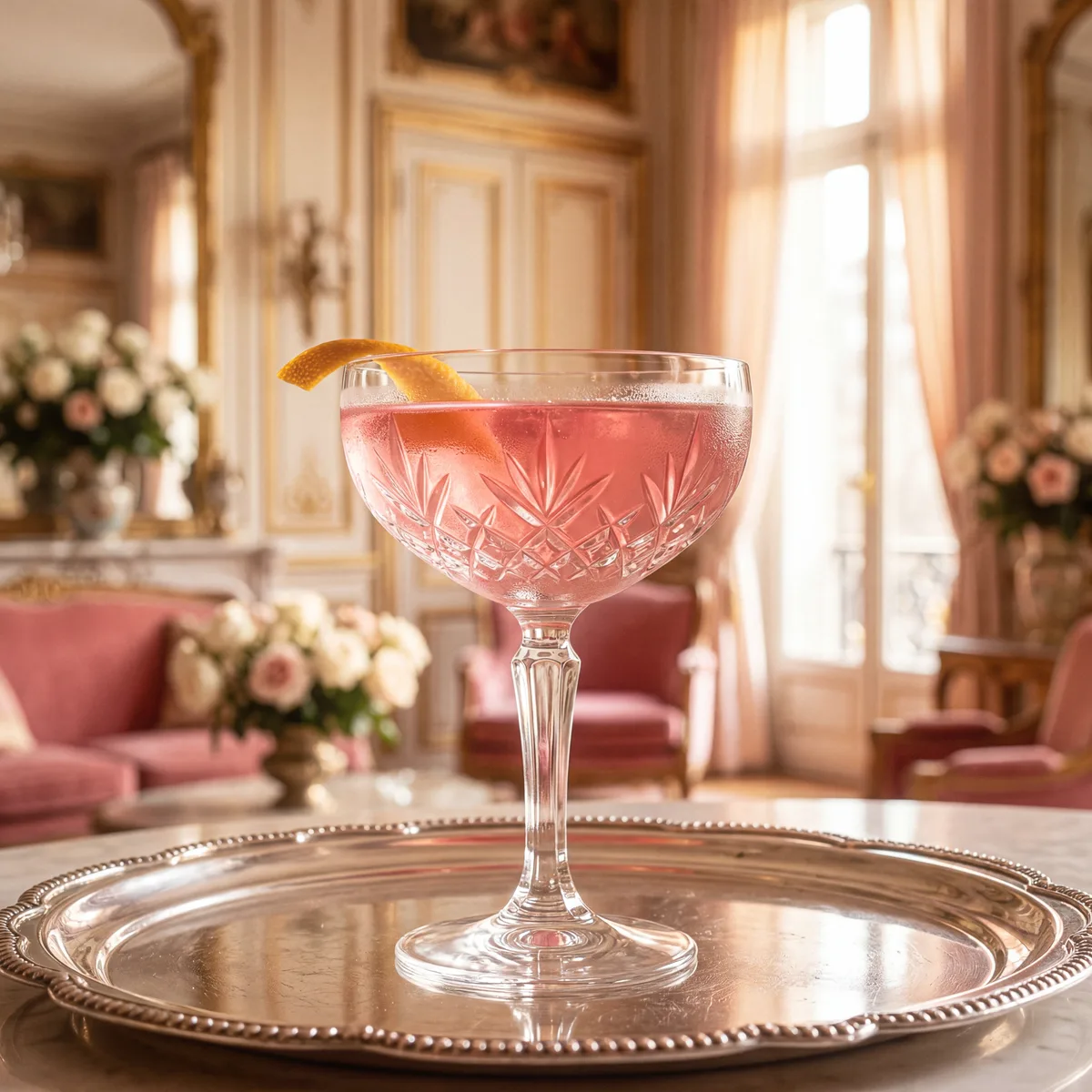 The Conte Camillo Cosmo in a cut-crystal coupe on a silver tray
